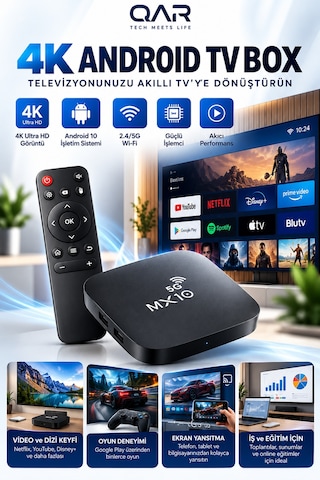 Mx10-5g Android Tv Box 4k Ultra Hd Wi-fi Hdmı Usb Ethernet Bağlantılı Akıllı Tv Kutusu Medya Oynatıcı