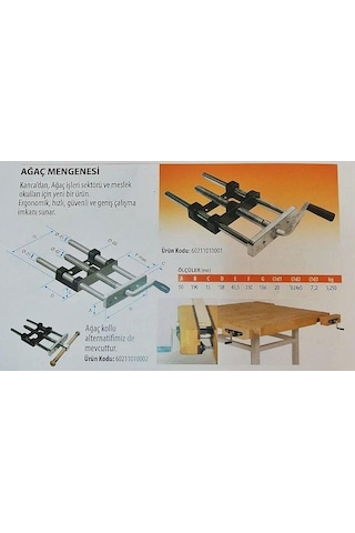 Kanca Ahşap Saplı Ağaç Mengenesi 50 Mm