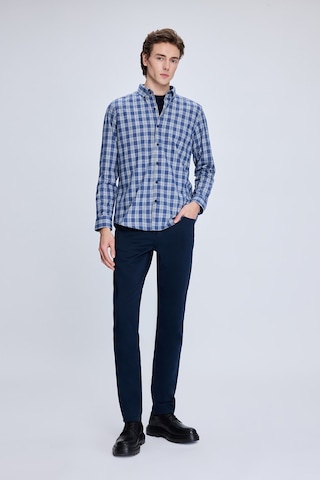 Hatemoğlu Mavi Slim Fit Kareli Düğmeli Yaka Uzun Kollu Pamuklu Gömlek 19151010014a 915 1964076 Mavi