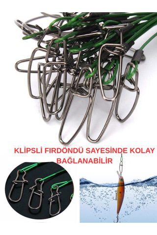 Ea genset Klipsli Fırdöndülü Yeşil Çelik Tel 5 Adet 20 Cm