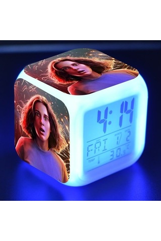 7 Renkli Led Kare Dijital Alarmlı Saat - Beyaz, Renk Değişimi Ve Sağlam Altyapı