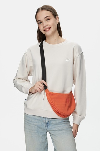 Ucla Sunnıva Bej Bisiklet Yaka Nakışlı Loose Fit Kadın Sweatshirt Bej