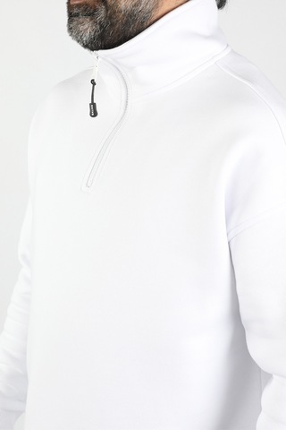 Unisex Balıkçı Yaka Beyaz Sweatshirt Beyaz