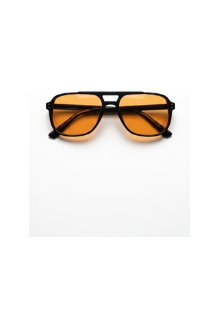 Horızon Siyah Çerçeve Geometrik Aviator Güneş Gözlüğü Turuncu Lens Unisex Uv400 88137726