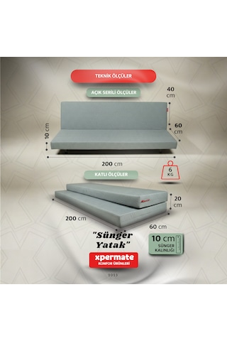 Sünger Yatak Katlanır Yatak Yer Yatağı Katlanabilir Yer Minderi 100 X 200 Cm