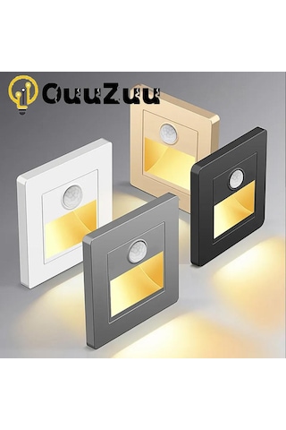 Sıcak Beyaz Kızılötesi Hareket Sensörü Merdiven Işıkları Kapalı Açık Merdiven Basamağı Duvar Lambası 3 W Gömme Led Aplik 55024390 Sıcak Beyaz