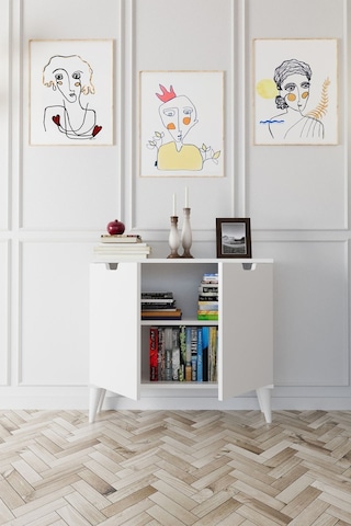 Elegant 2 Kapaklı Dekoratif Konsol Beyaz