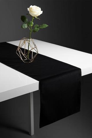 Siyah Şık Masa Runnerı 50x150 Cm Modern Ve Zarif Masa Örtüsü Siyah