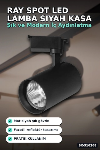 Ray Spot Led Lamba 30w Siyah Kasa 4000k Gün Işığı - Vitrin Ve Mağaza Aydınlatması Tekli Bx-316268 Diğer