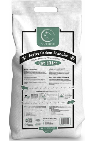 Sophresh As250 Aktif Karbonlu Granüllü Kedi Kumu Cat Litte 5 L