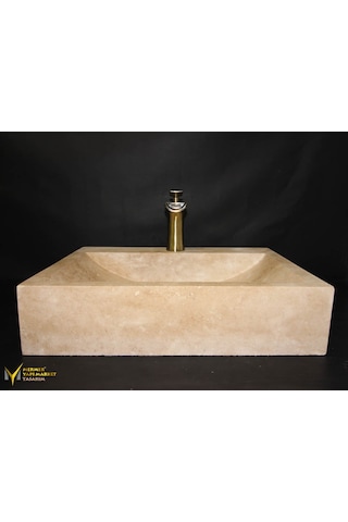 Traverten Dikdörtgen Batarya Çıkışlı Lavabo