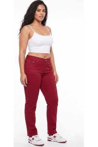 Bıgsıe Kadın Renkli Düşük Bel Kanvas Pantolon Blt-01029 Bordo
