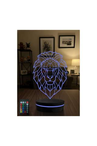 3d Led Aslan Gece Lambası Rgb Renk Değiştiren Kumandalı Dekoratif Masa Lambası Çok Renkli