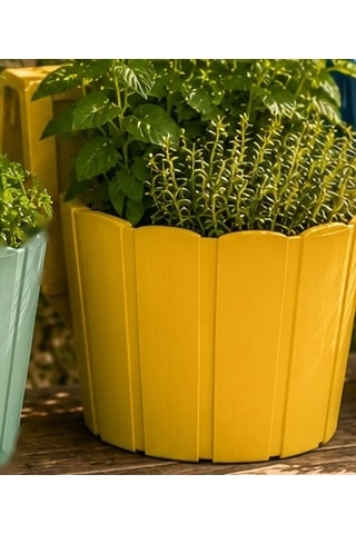 Storeşahin 3d Baskı Askılı Balkon Saksısı Dikey Çizgili Dekoratif Çiçek Ve Aromatik Bitki Saksısı - Sarı Shn0720