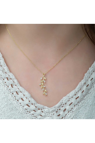 925 Ayar Gümüş Gold Sarmaşık Kadın Gümüş Kolye Gri