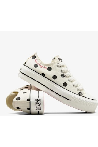 Converse Chuck Taylor All Star Lift Polka Dots Kadın Krem Platform Sneaker-6618 Krem