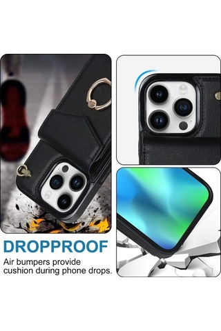 Bloomnest Cbtx İphone Uyumlu 14 Pro Halka Tutucu Kılıfı - Rfıd Yuva Ve Uzun Kordon Diğer