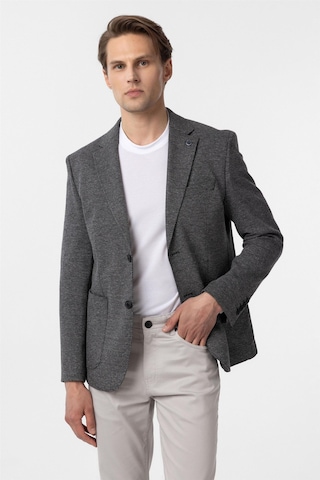 Süvari Siyah Slim Fit Desenli Mono Yaka 6 Drop Ceket-33889 Siyah