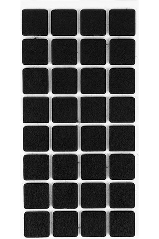 Furndiy Kendinden Yapışkanlı Kare Keçe 25 Mm X 25 Mm Siyah 32 Parça Siyah