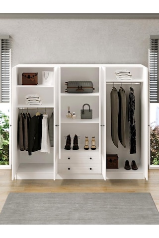 Kuzeylife Elegante Modern Tasarımlı Membran Kapaklı 6 Kapılı Gardırop (52 cm Derinlik)