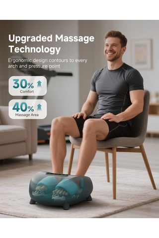 Snailax Elektrikli Ayak Masajı, Shiatsu Ayak Masajı, Isı Derin Yoğurma Silindirleri İle Plantar Fasiit İçin Sıkıştırma, Kadınlar / Erkekler İçin Hediyeler, Ayakkabı Numarası 48