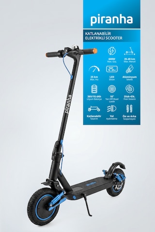5015-m 600w Elektrikli Scooter 36v 10.4ah 35 Km Menzil Katlanabilir Çift Amortisör Sinyal Mavi