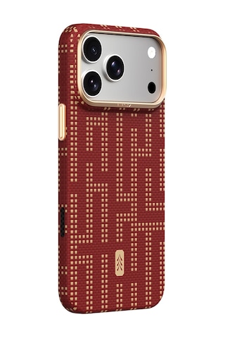 Apple iPhone 18 Pro Max Uyumlu Kılıf M-safe Şarj Özellikli Raptic Aramid Skin Serisi Karbon Kapak Kırmızı