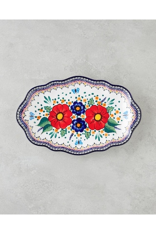 English Home Whimsy Stoneware Kayık Tabak 35 Cm Renkli Çok Renkli