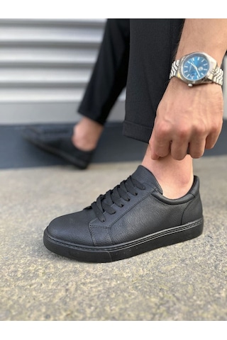 Aymood Jy165 Elite Bağcıklı Cilt Erkek Günlük Sneaker Ayakkabı Cst - Siyah