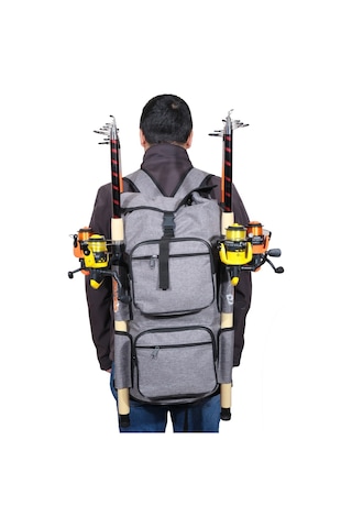 Wolfish Balıkçı Sırt Çantası Gri 4 Olta Kapasiteli