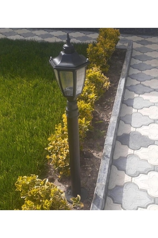 96 Cm Altıgen Direkli Bahçe Armatürü - Bahçe Lambası -siyah