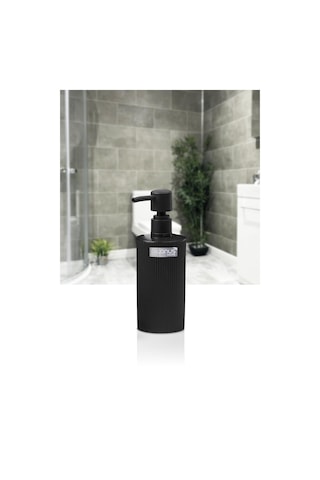 Okyanus Home Mina Yuvarlak Çizgili Sıvı Sabunluk - Siyah