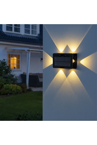 Aeron Duvar Solar Aydınlatma - 6 Ledli Sarı