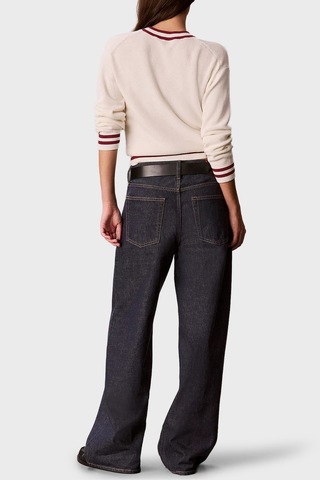Calvin Klein Pamuklu Çizgi Detaylı Bisiklet Yaka Kazak Lv047h303gyas Kadın Kazak Lv047h303g Yas Krem