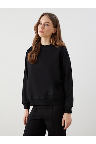 Lcw Modest Siyah Bisiklet Yaka Oversize Kadın Tesettür Sweatshirt