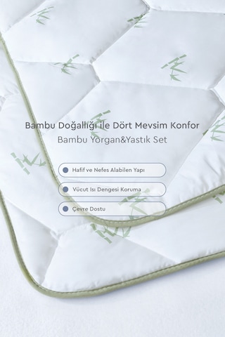 Yataş Bambu Tek Kişilik Yorgan - Yastık Set Beyaz