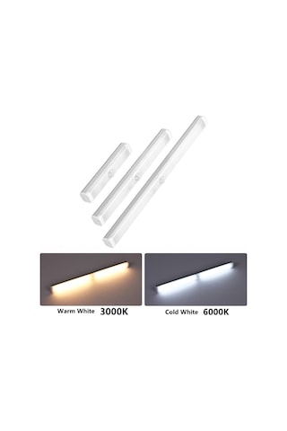 Beyaz Usb Şarj Edilebilir Lamba Led Gece Lambası Hareket Sensörlü Led Işık Mutfak Dolap Dolap Aydınlatması 22cm/32cm/52cm Alüminyum Led'ler 12cm Beyaz