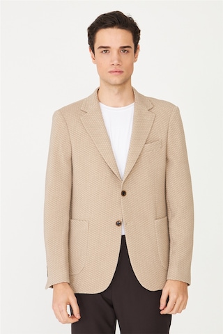 Bej Dokulu Modern Kesim Düğmeli Blazer Ceket Vizon