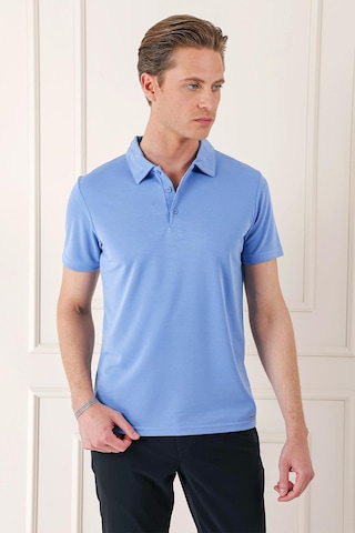 Efor Slim Fit Düğmeli Polo Yaka Pamuklu Mavi Tişört Ts 879 Mavi
