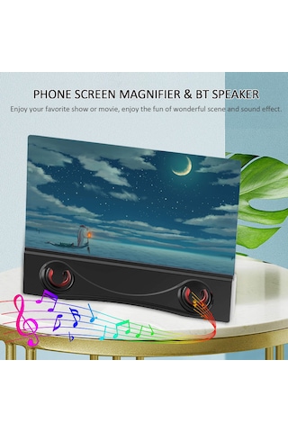 Tenfowee F12 Bluetooth Hoparlörlü 12 İnç Hd Ekran Büyütücü - Usb/18650 Pil İle Çalışır Pil Dahil Değil