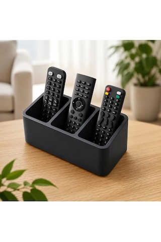 Veriqo 3d 3 Bölmeli Kumanda Düzenleyici Standı Masaüstü Kumandalık Tv Klima Medya Kumandası Organizer Siyah