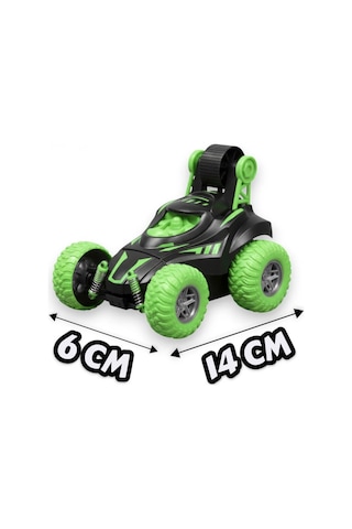 Uzaktan Kumandalı Akrobat Araba - 360 Derece Dönen Takla Atan Çılgın Stunt Car - Yeşil