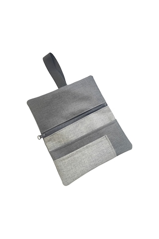 Su Geçirmez Fermuarlı İmperteks Kumaş Tütün Kesesi Çantası Tütünlük Rd51 Gri