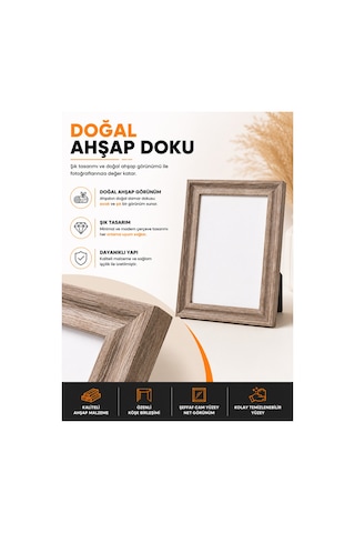 15x20 Ahşap Resim Çerçevesi Masaüstü Ve Duvara Asılabilir Fotoğraf, Poster Ve Sertifika Çerçevesi Doğal Ahşap Görünümlü 34214235