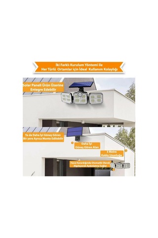 Kumandalı Solar Güneş Enerjili 122 Ledli Hareket Sensörlü Bahçe Aydınlatma Sokak Lambası Asorti