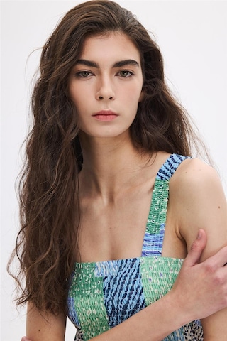 Sherin Mint Gipe Detaylı Midi Elbise-mint