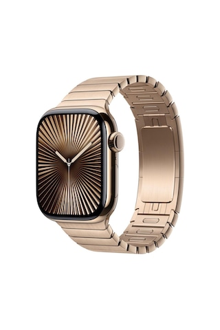 Apple Uyumlu 42 Mm Baklalı Model Altın Rengi Bilezik