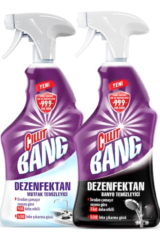 Cillit Bang Banyo + Mutfak Dezenfektan Sprey Temizleyici 2 x 750 ML