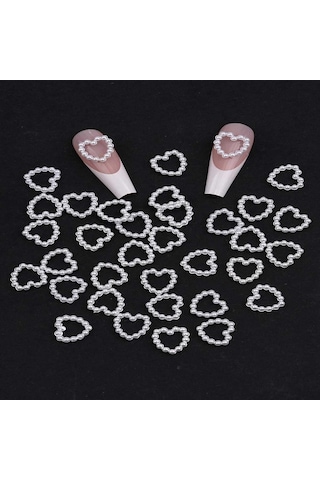 İnci Kalp Charm 10 Adet