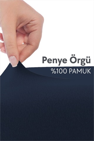 Calmera %100 Pamuk Penye Lastikli Çarşaf Tek Kişilik 90x190 - 100x200 - 120x200 Lacivert